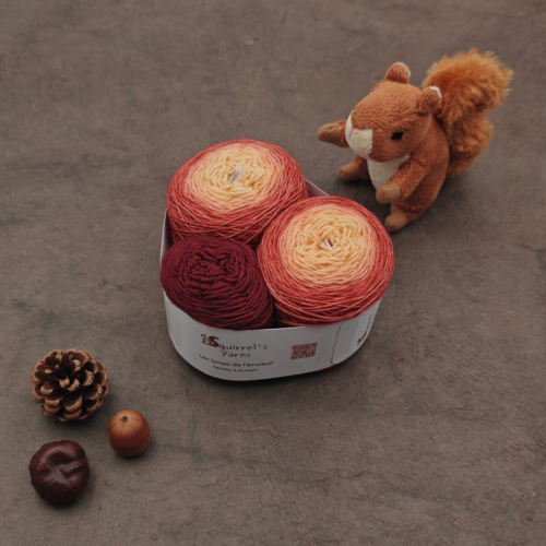 Kit Chaussettes - Amande Fing - Pêche melba Gradient + Grenat - M